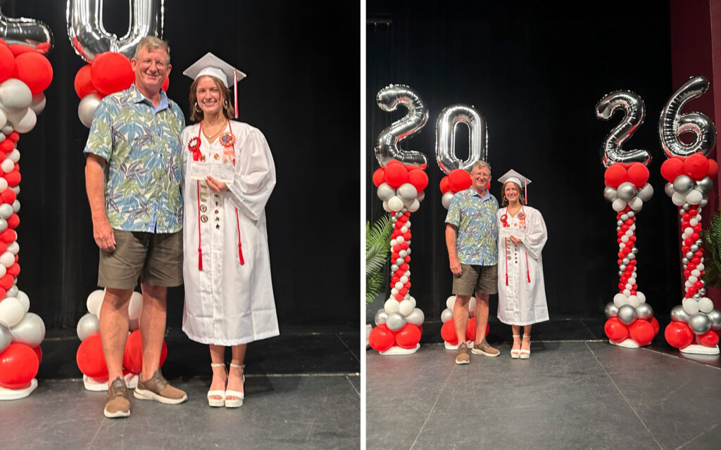 Music Scholarship winner Lillian with Jeff Allen.